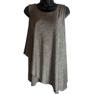 White House Black Market XL Sleeveless Tunic Top Gray Asymmetrical Layer Stretch